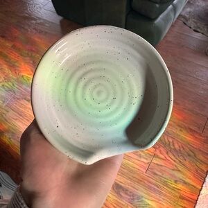 Speckled White Ceramic Spoon Holder